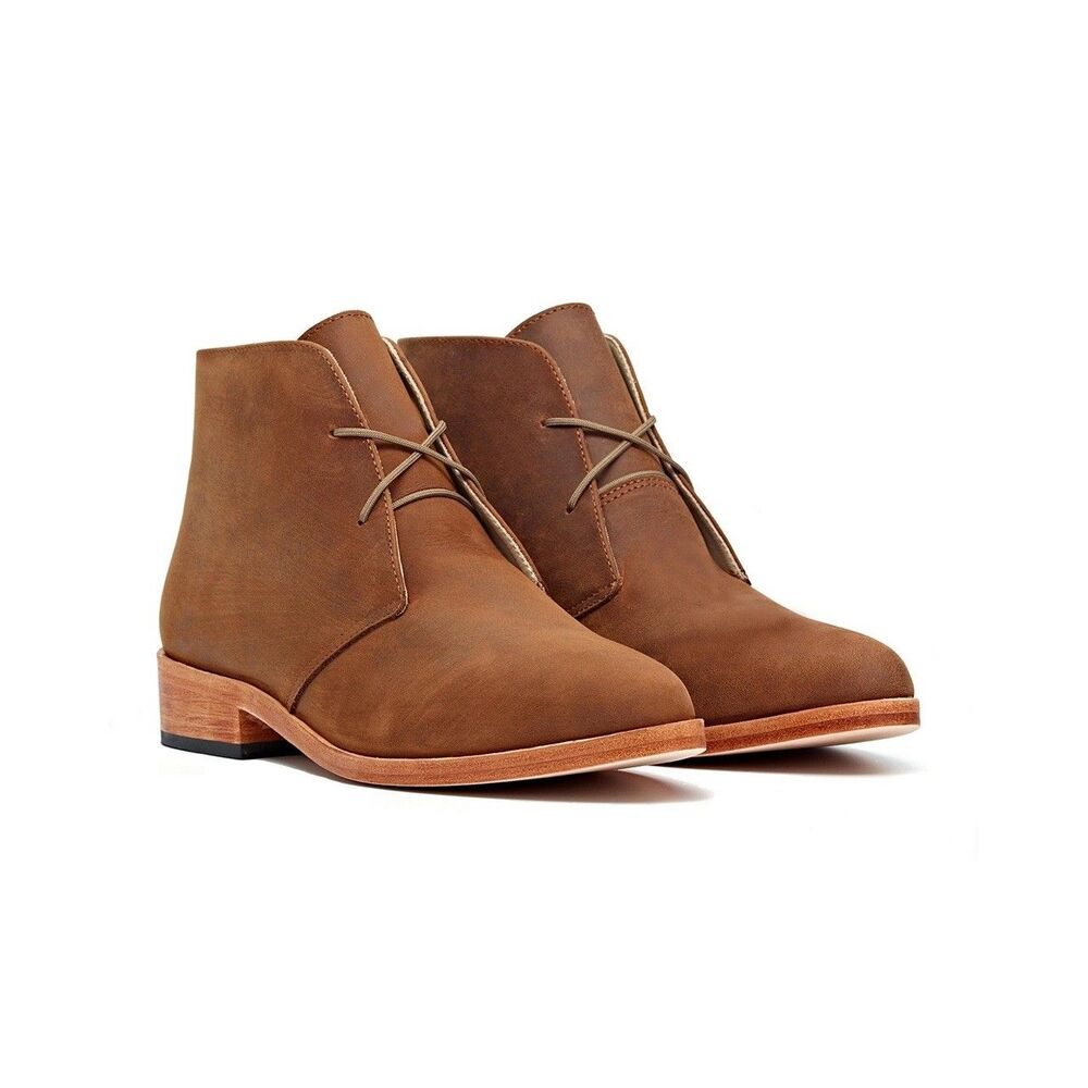 Nisolo Isla Leather Ankle Boot Chukka Lace up in Oak Brown Women US 9